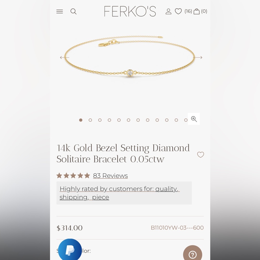 Ferkos 14k Yellow Gold Diamond Bezel Bracelet